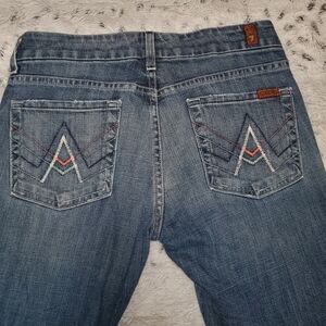 7 For All Mankind Women's Embroidered Blue Boot Cut Jeans